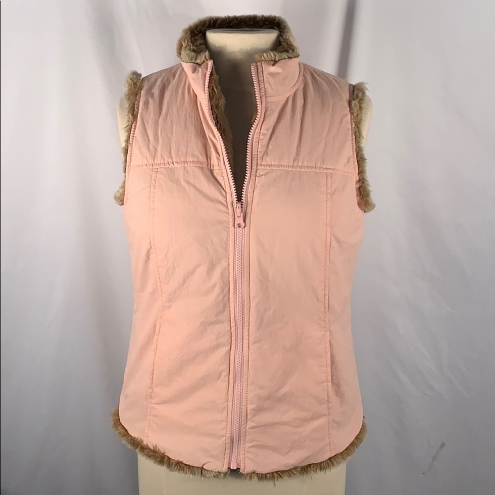 Janeville Faux Fur Pink Zip Up Vest Size Medium